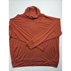PRANA Sol Protect Turtleneck Women's Shirt Sz M Gingerbread Stripe 1962241